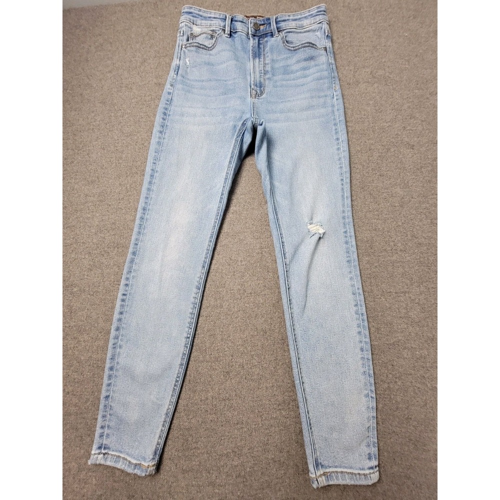 Stradivarius Women's 90s Premium Skinny Jeans Light Wash Distressed 8